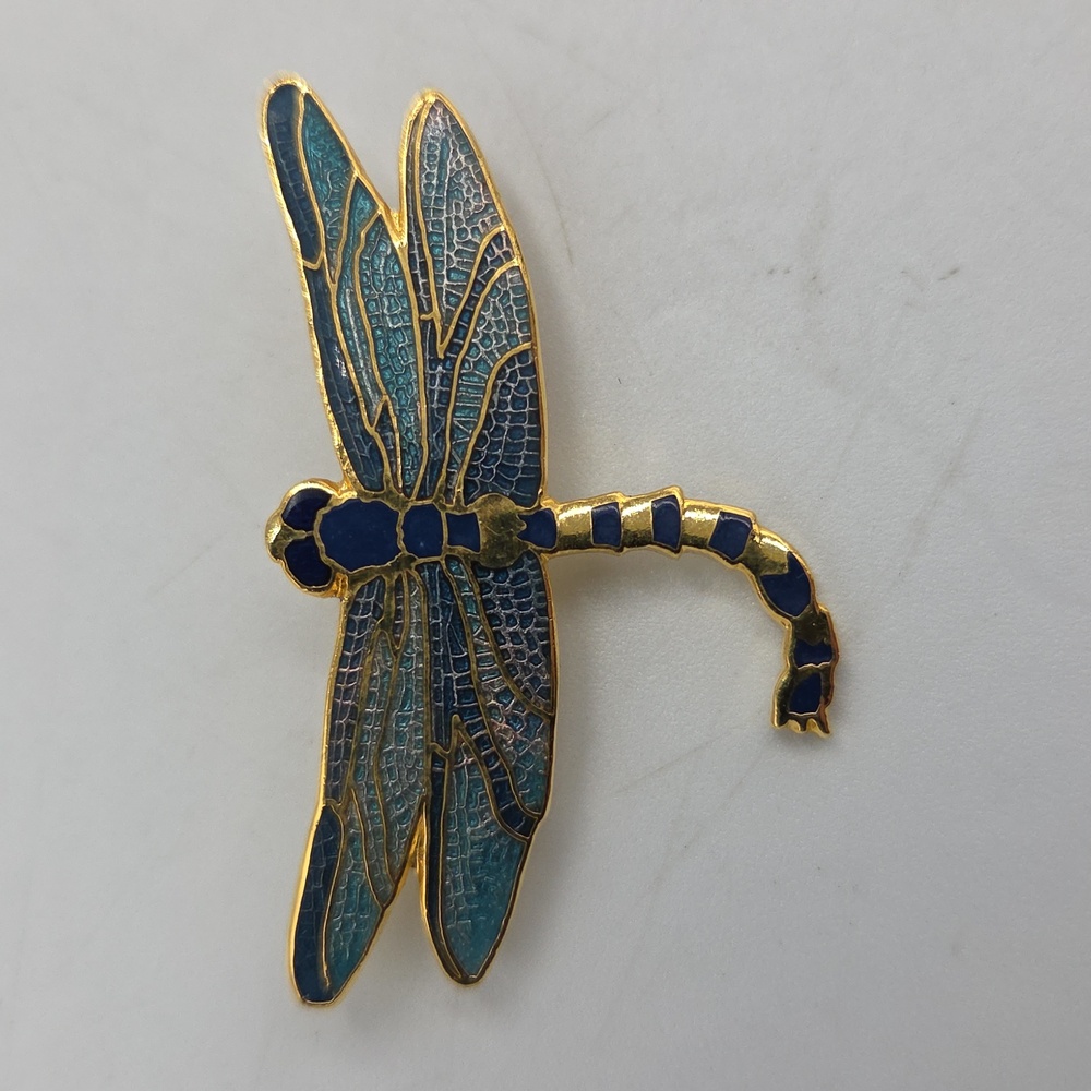 Gold and Blue Insect Brooch Set - Picture 3 of 4